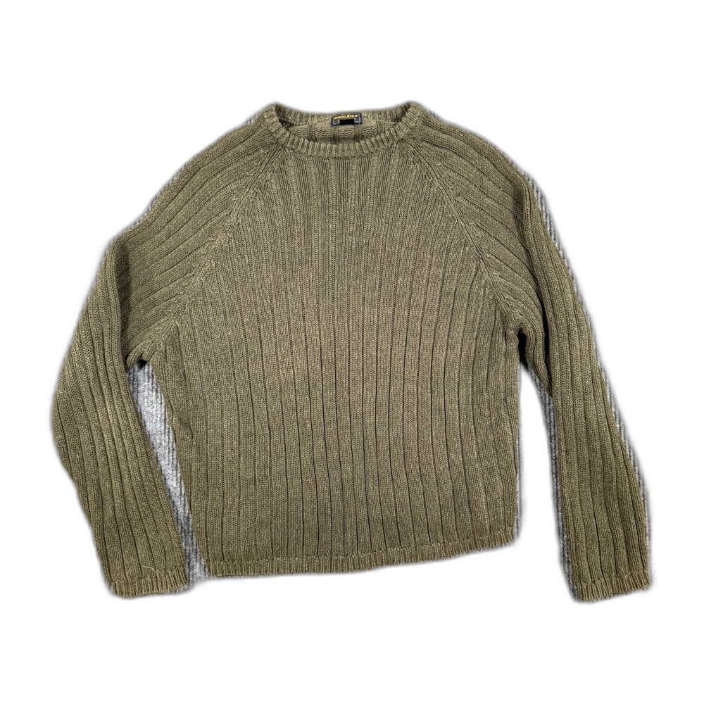 Woolrich Mens XL Moss Green Ribbed Ramie Cotton Crew Neck Sweater 7116 Raglan